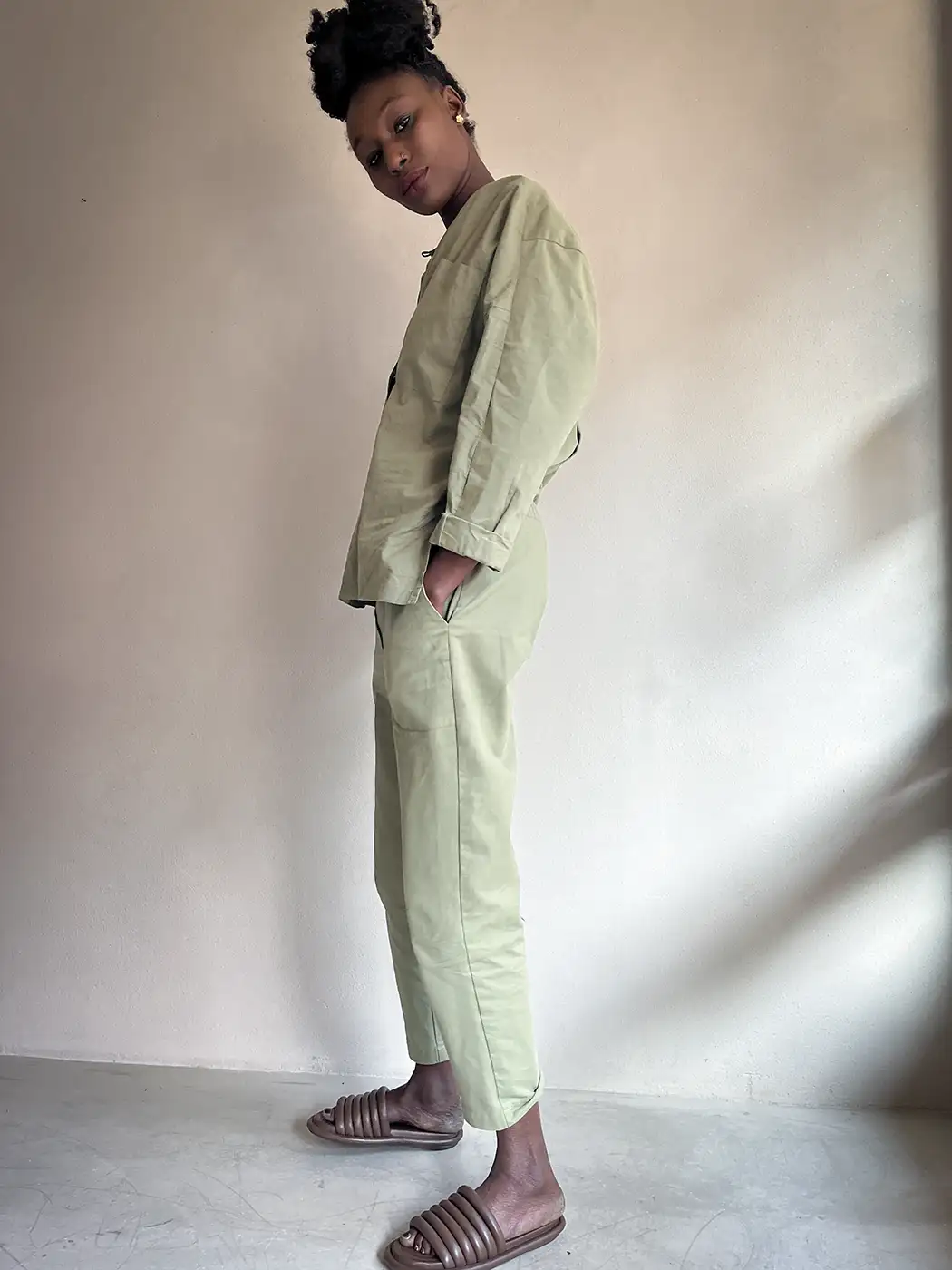 jumpsuit | jump | organic cotton | olive