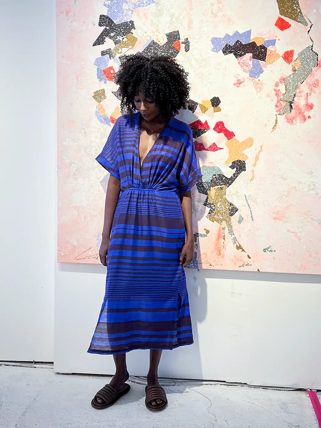 dress | summer | chocolat/cobalt | handwoven silk/cotton