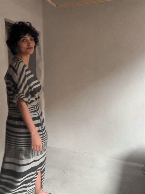 dress | summer | blackish/sage | handwoven silk/cotton