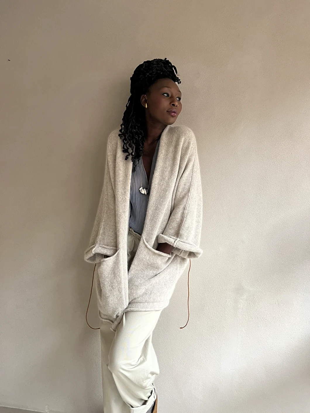 cardigan | milky | sand | dutch wool MADE-TO-ORDER