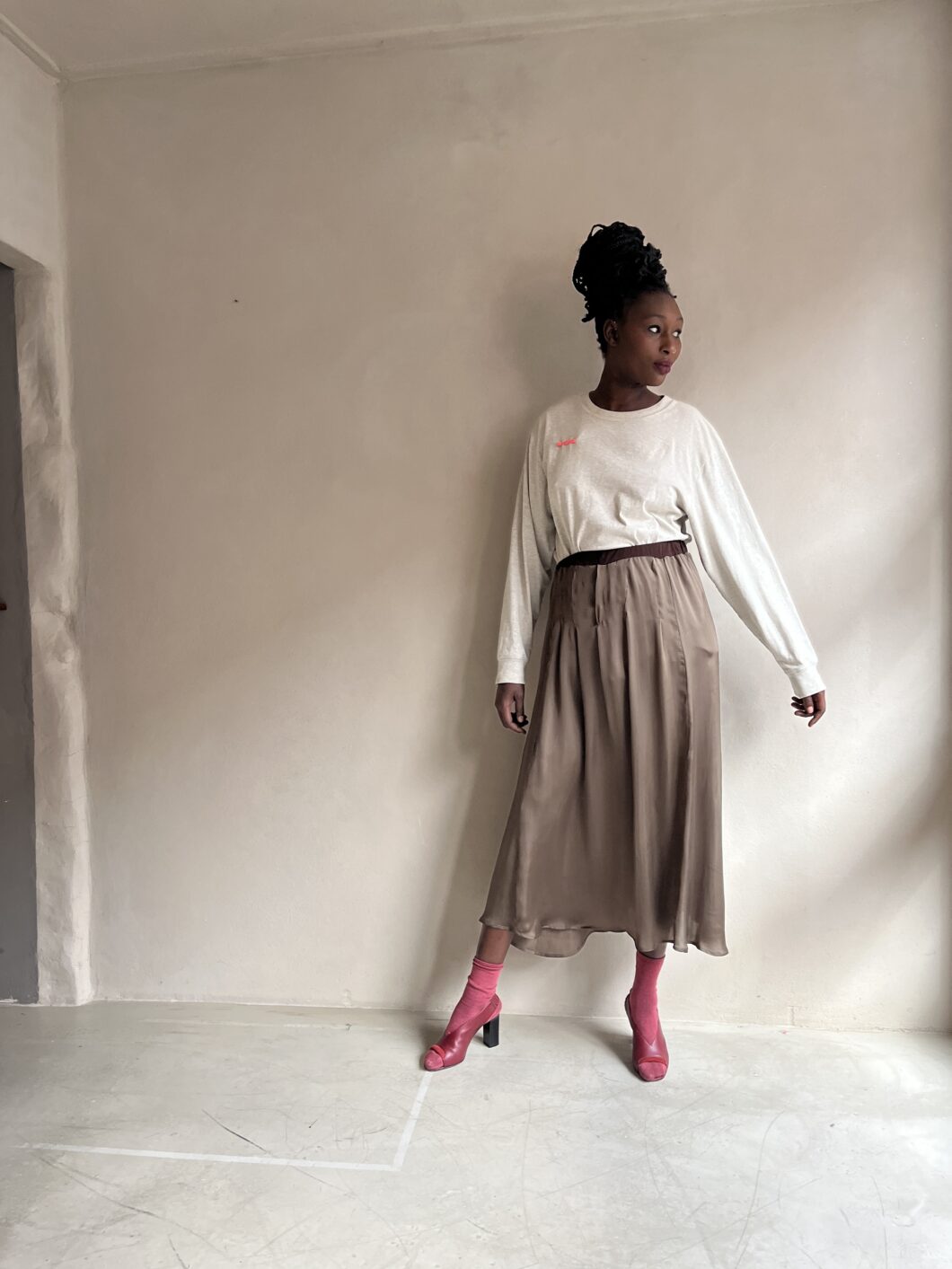 skirt | silk | deadstock | clay