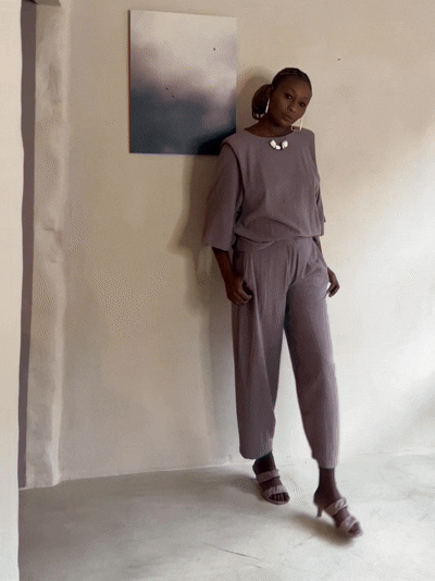 top | strong | linen viscose | taupe | MADE-TO-ORDER