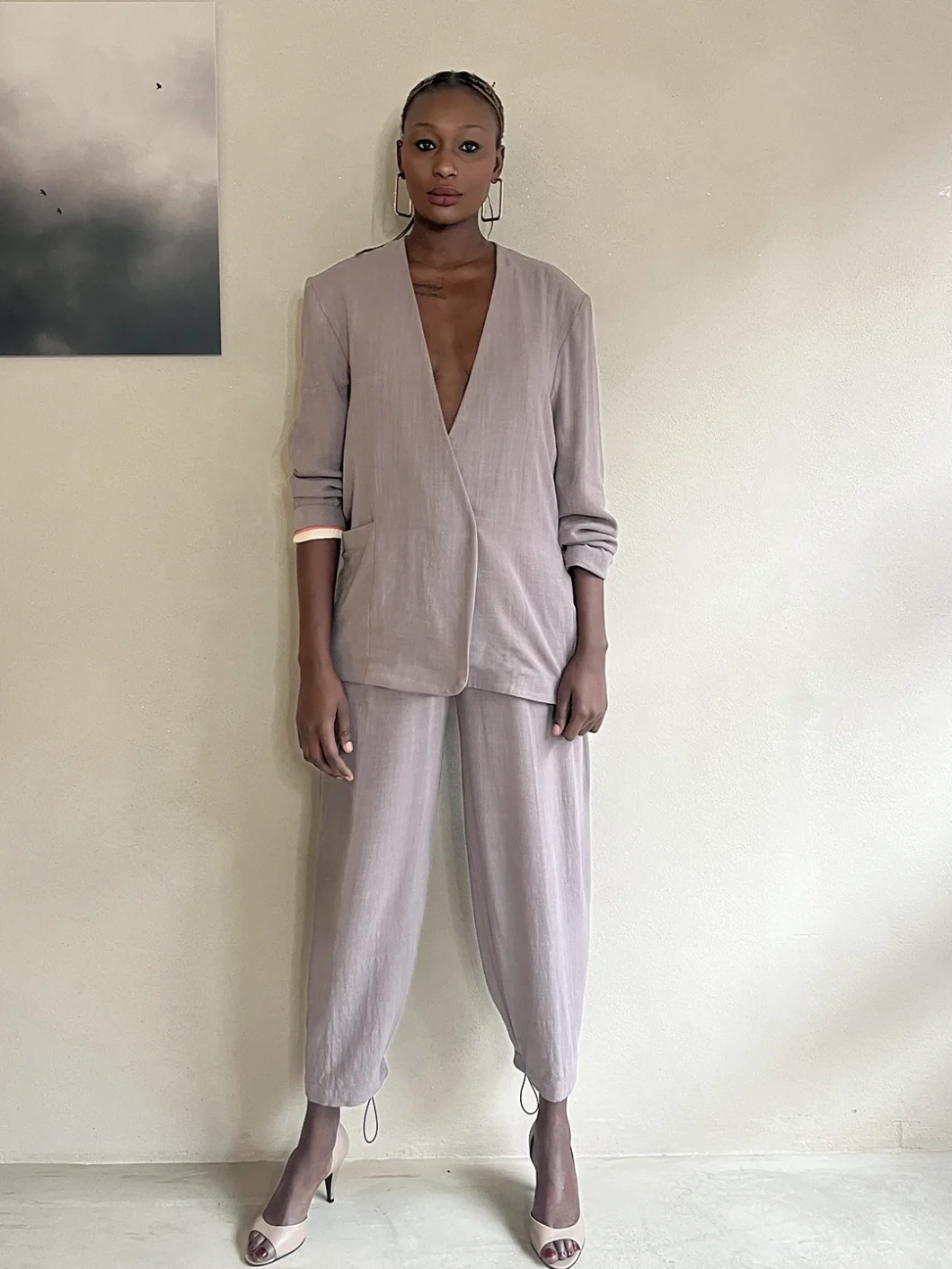 blazer | tailor | linen viscose | taupe | MADE-TO-ORDER
